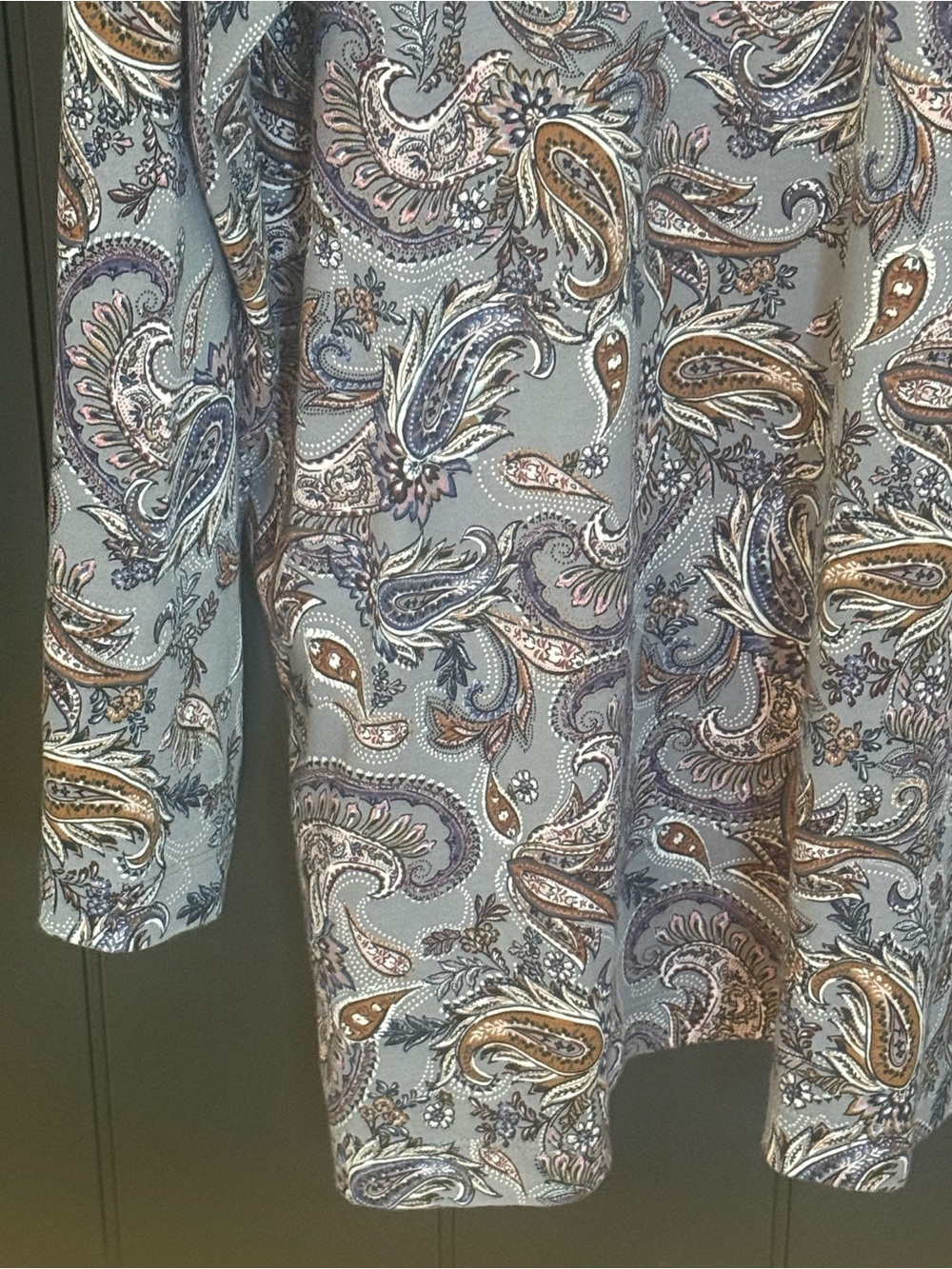 🍂J. Jill Women’s Gray Paisley Supima Cotton V-Neck Long Sleeve Tunic - Size L - Picture 9 of 10